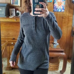 Gray waffle stitch pattern longsleeve indian motorcycle tee